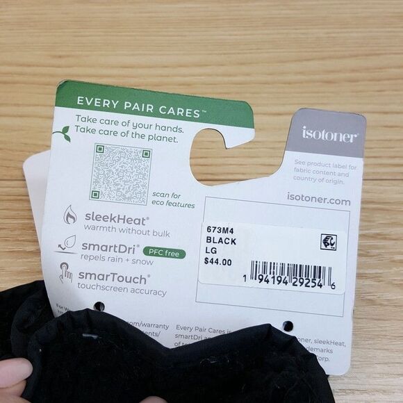 ISOTONER Gloves Mens Large Black Lined Insulated Water Repellant Touchscreen - Picture 5 of 6